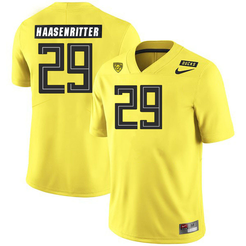 Men #29 Kilohana Haasenritter Oregon Ducks College Football Jerseys Stitched Sale-Yellow